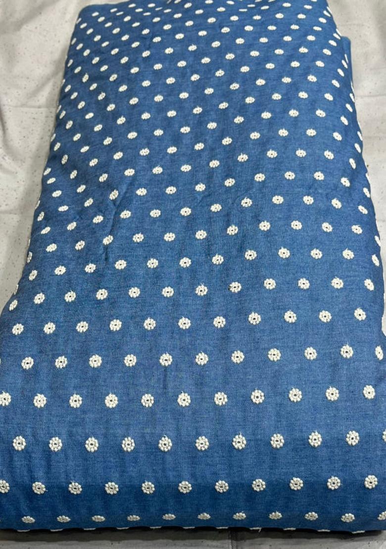 Light Blue Embroidered Denim Jacket Cords - Indya