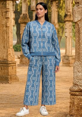 Light Blue Embroidered Denim Jacket Cords