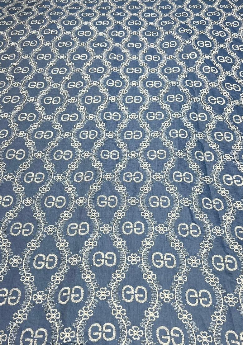 Light Blue Embroidered Denim Jacket Cords - Indya