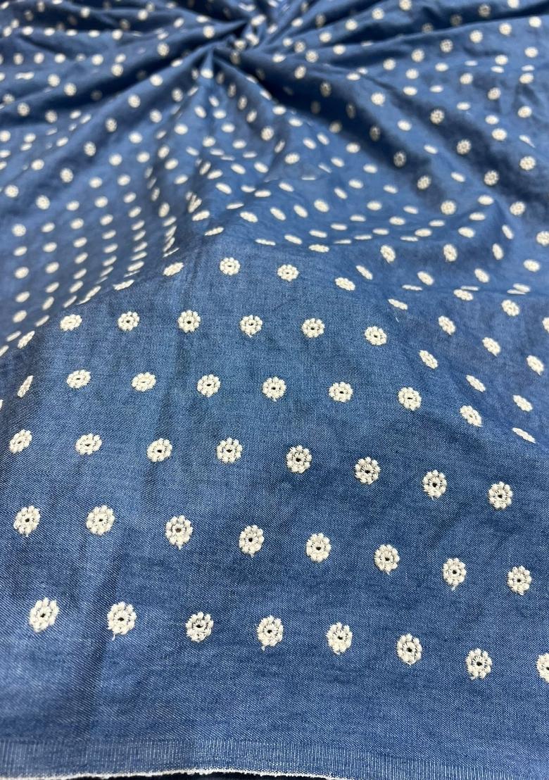 Light Blue Embroidered Denim Blazer Cords - Indya