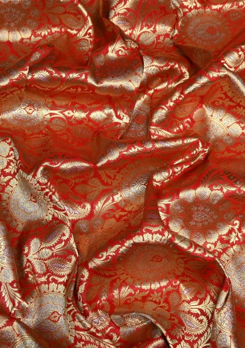 Orange Brocade Blazer Cords - Indya