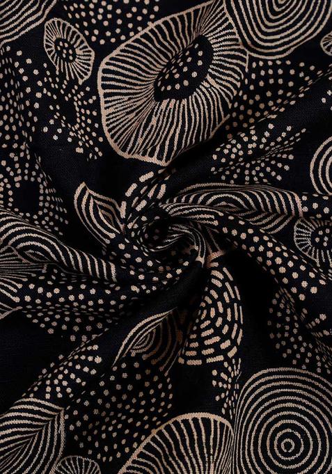 Black Printed Linen Blazer Co-Ord Set