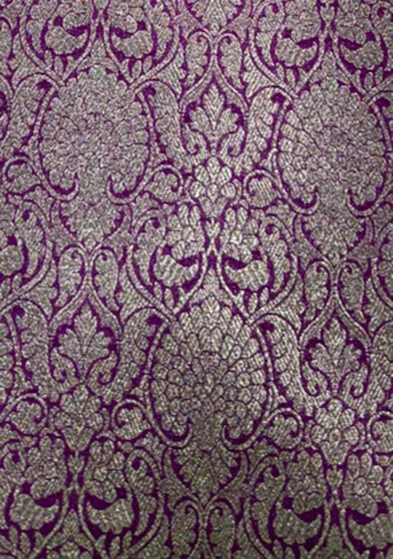 Purple Embroidered Brocade Shirt And Short Set