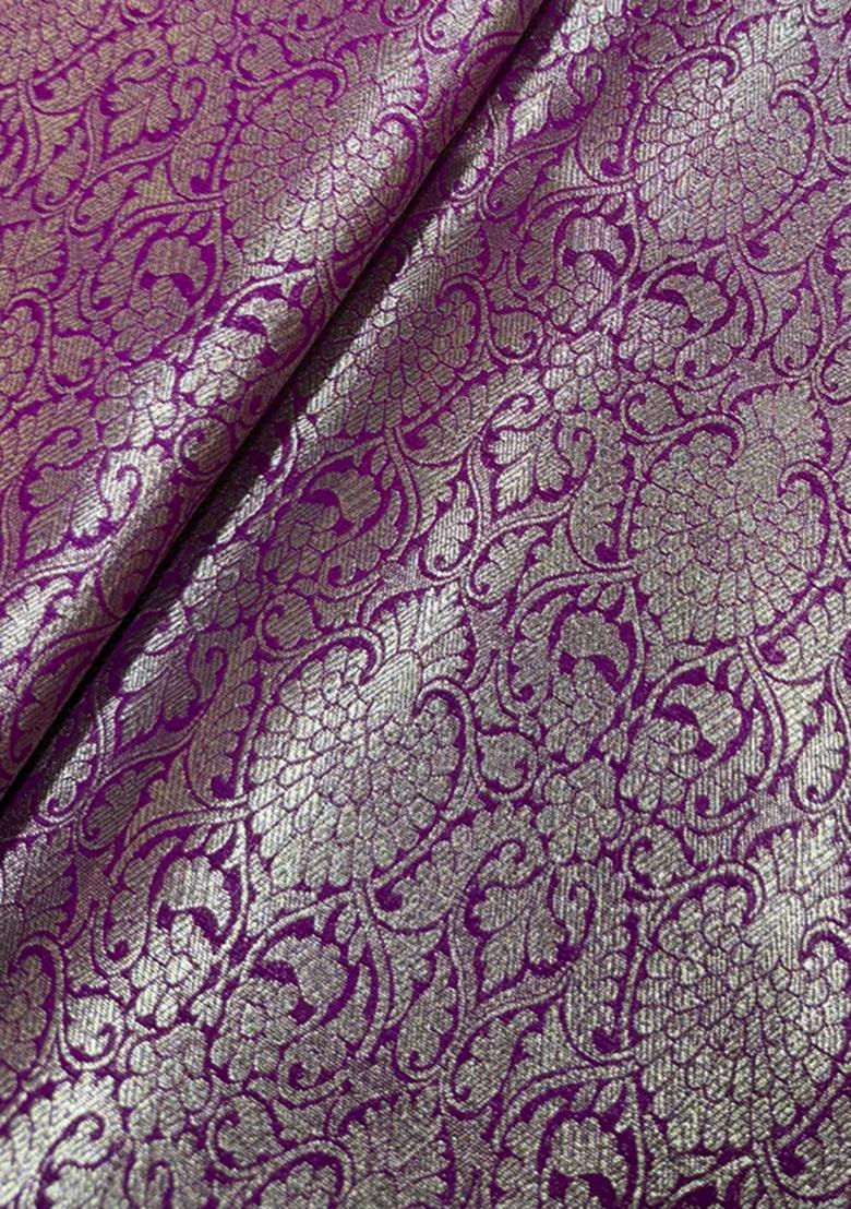 Purple Embroidered Brocade Shirt And Short Set