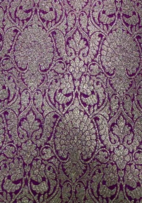 Purple Embroidered Brocade Shirt And Short Set