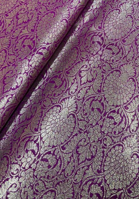 Purple Embroidered Brocade Shirt And Short Set