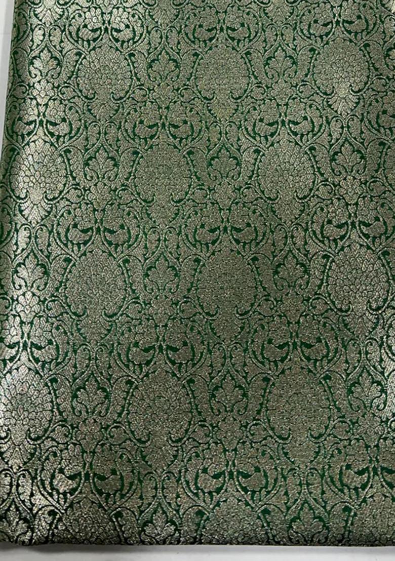 Green Embroidered Brocade Shirt And Short Set
