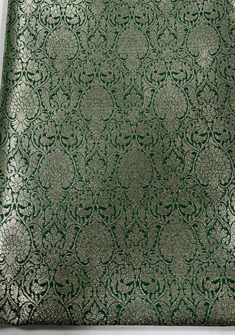Green Embroidered Brocade Shirt And Short Set