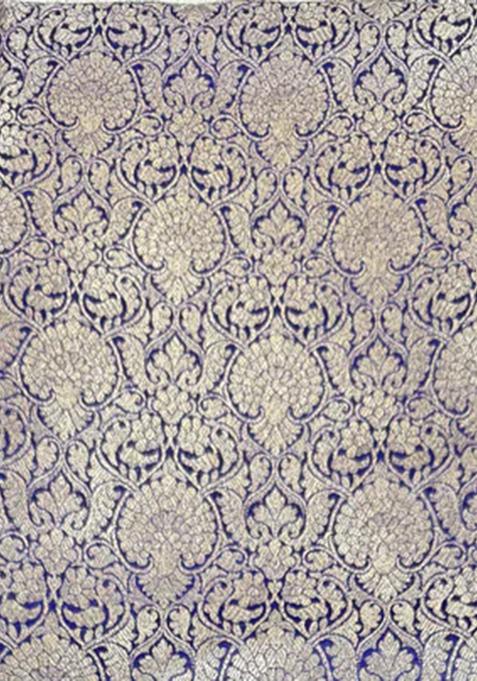 Royal Blue Embroidered Brocade Shirt And Short Set