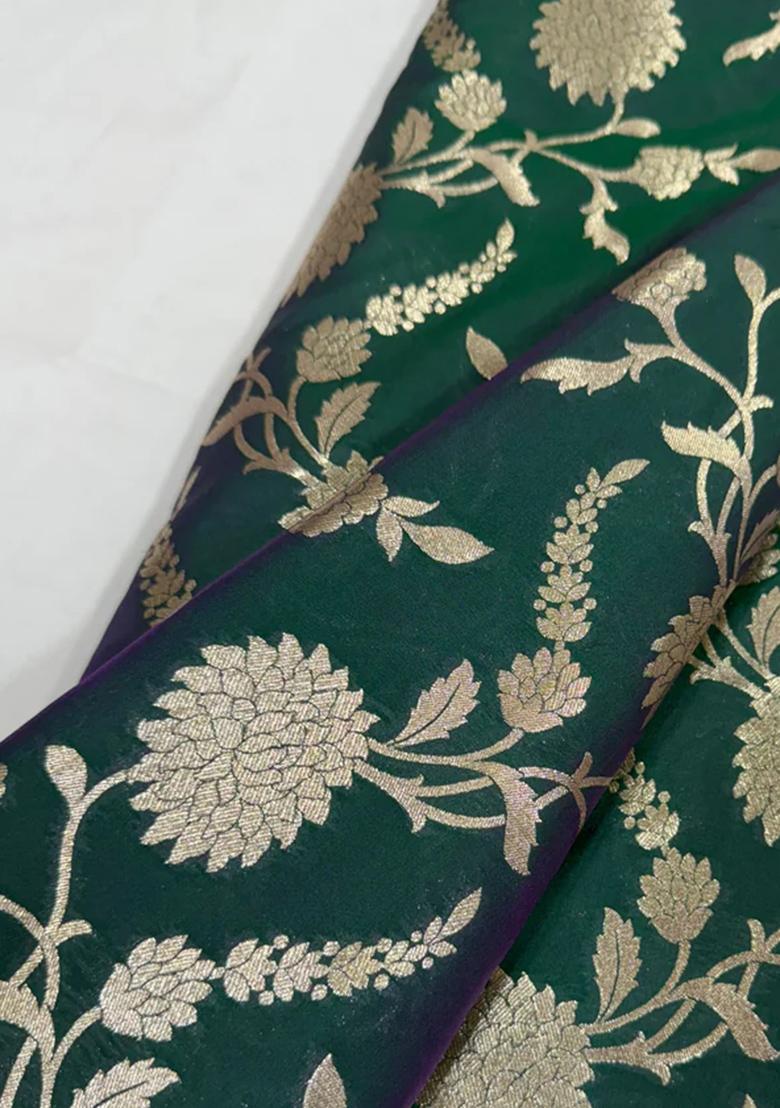 Green Embroidered Brocade Blazer Co-Ord Set - Indya