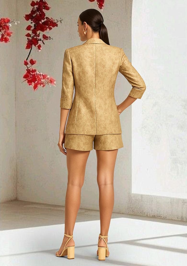 Golden Brocade Co-Ord Set - Indya