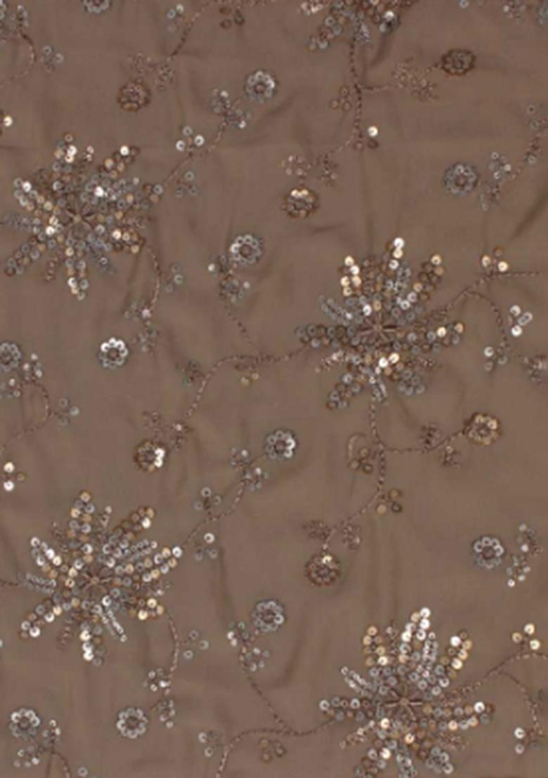 Brown Embroidered Georgette Sharara Set - Indya