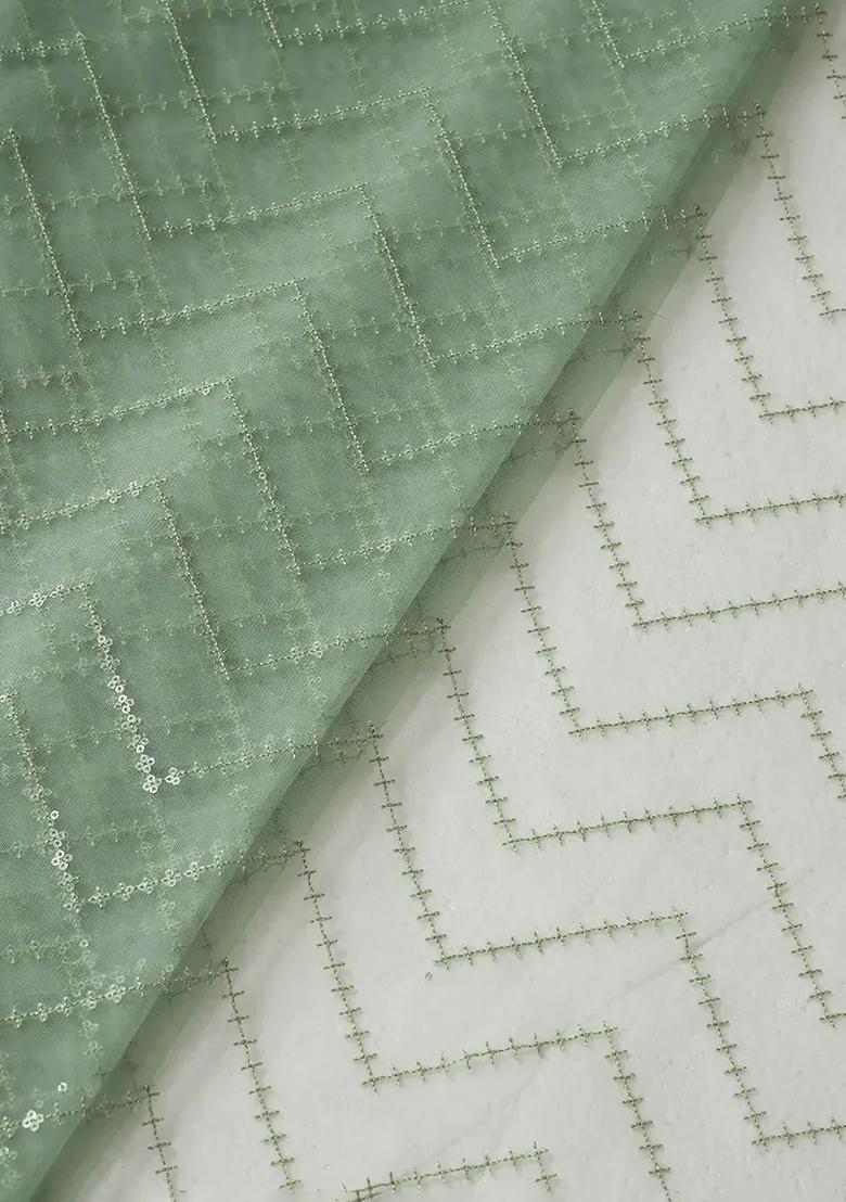 Olive Embroidered Net Sharara Set - Indya