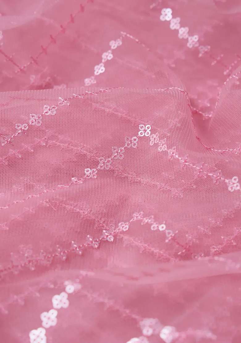 Pink Embroidered Net Sharara Set - Indya