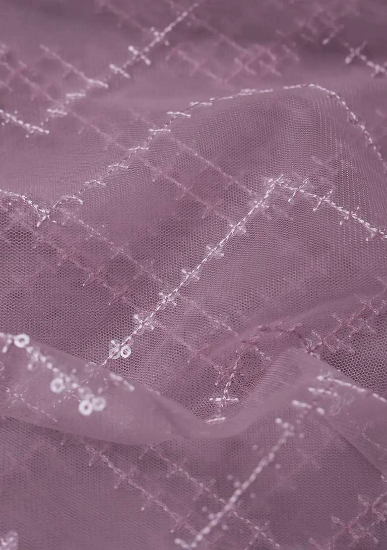 Purple Embroidered Net Sharara Set - Indya