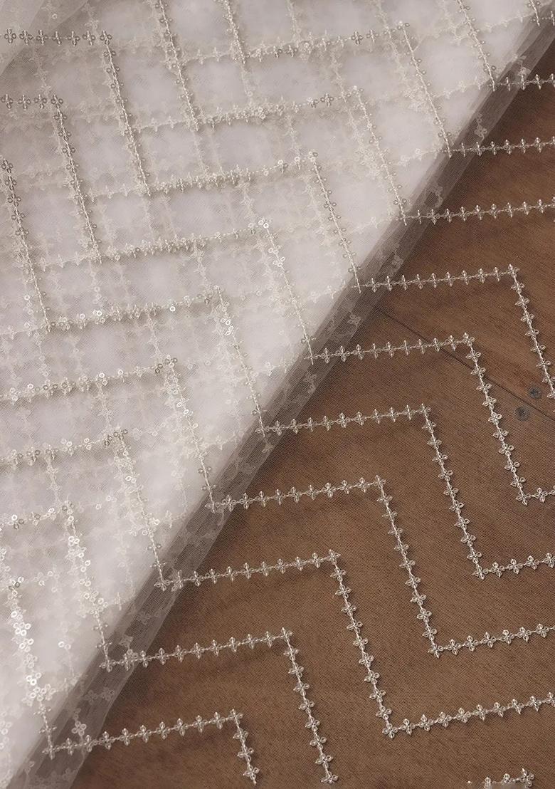 White Embroidered Net Sharara Set