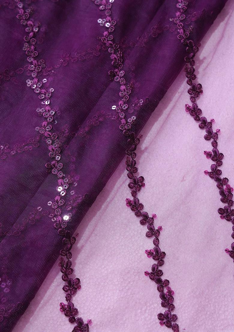 Purple Embroidered Net Sharara Set - Indya