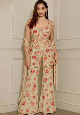 White Embroidered Georgette Kurta Set