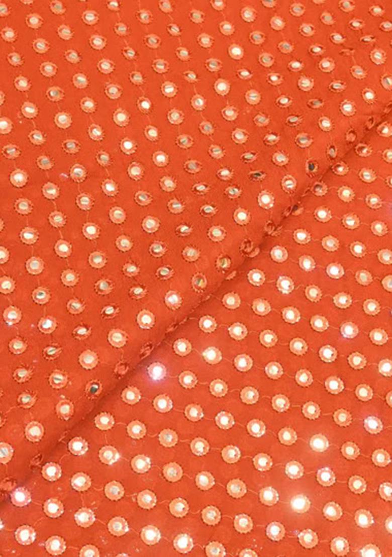 Orange Embroidered Georgette Kurta Set - Indya