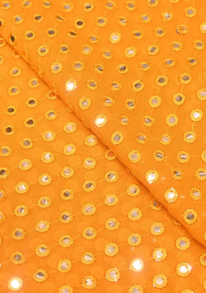 Yellow Embroidered Georgette Kurta Set - Indya