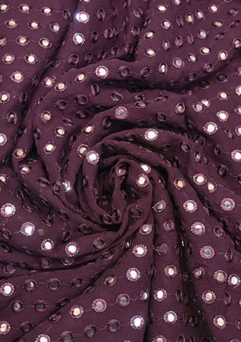 Brown Sequin Work Georgette Sharara Set - Indya