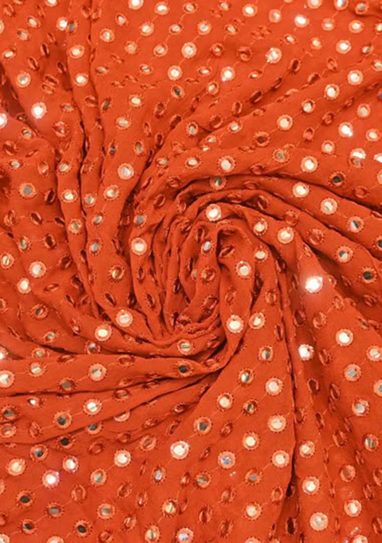 Orange Embroidered Georgette Anarkali Set - Indya