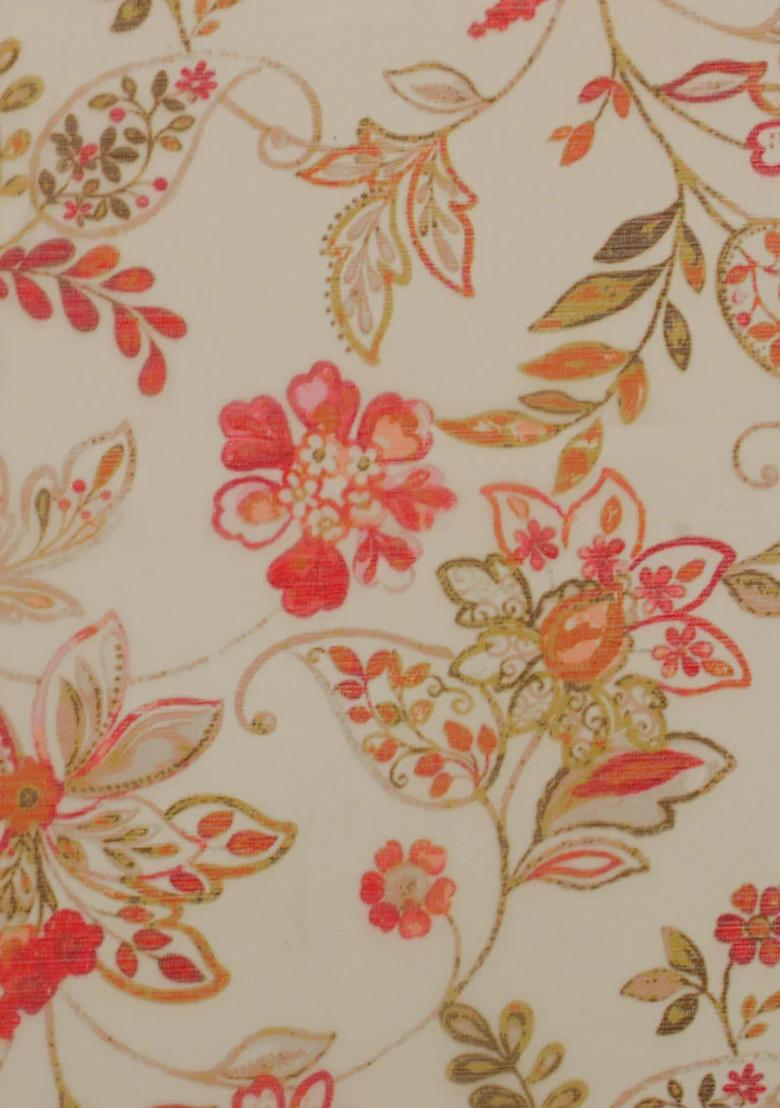 Beige Printed Chiffon Kurta Set - Indya