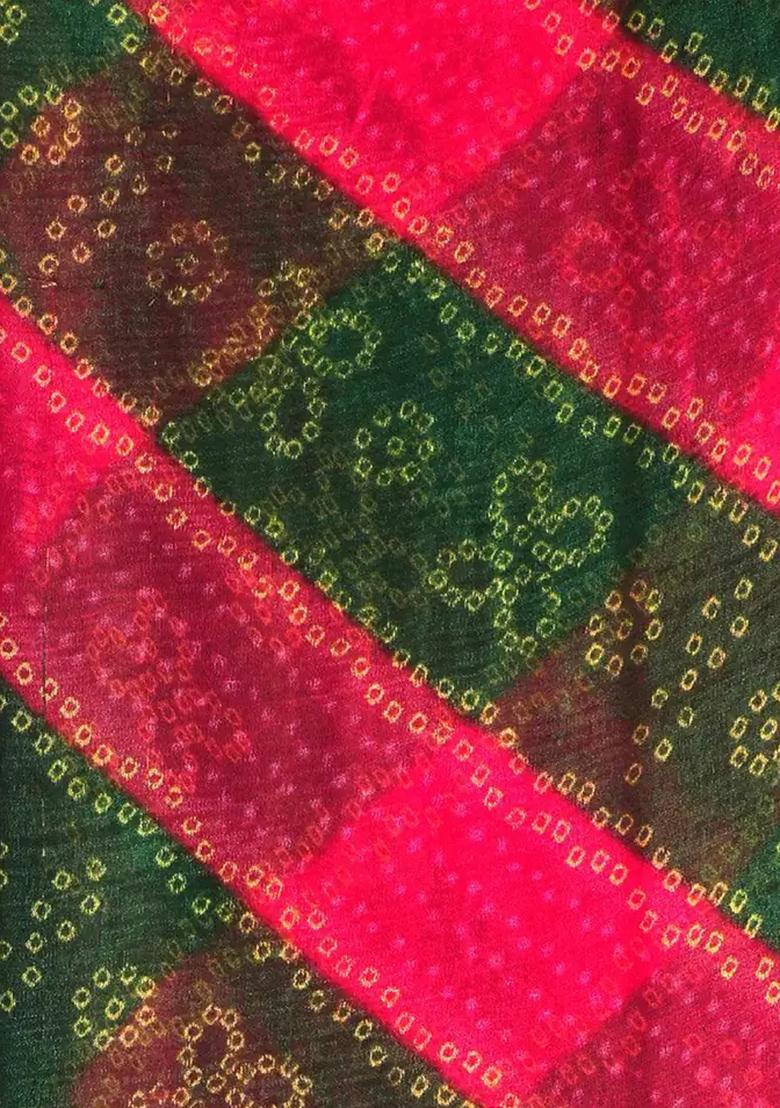 Green Printed Chiffon Kurta Set - Indya