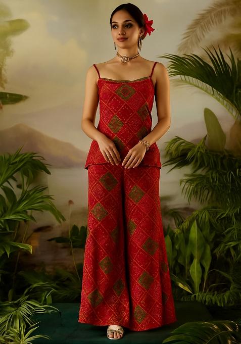 Green Printed Chiffon Kurta Set