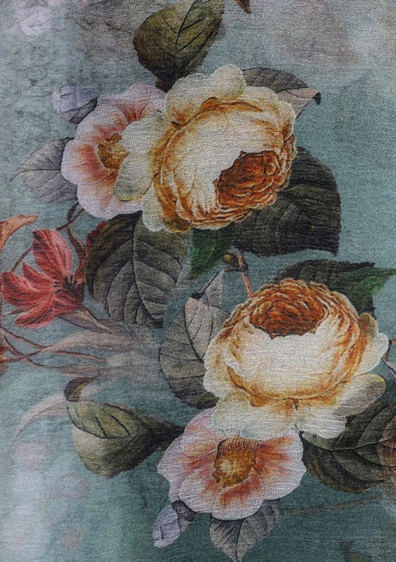 Blue Printed Chiffon Kurta Set - Indya