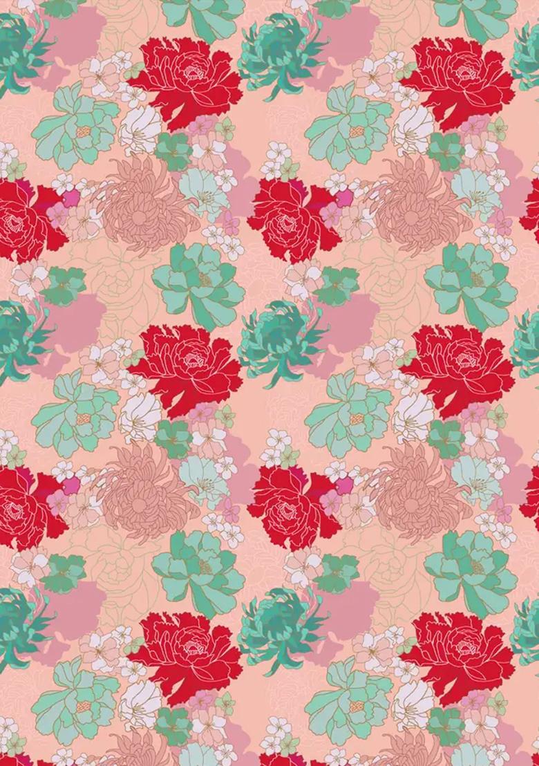 Peach Printed Chiffon Kurta Set - Indya