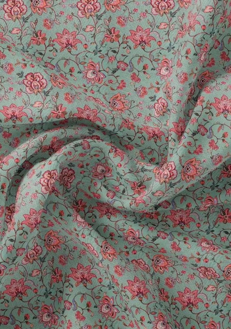 Mint Green Printed Polyester Jumpsuit