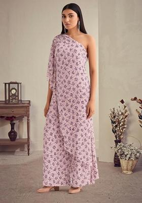 Pink Printed Polyester Jumpsuit