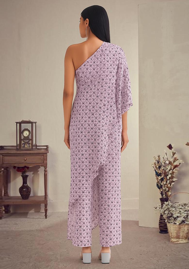 Pink Printed Polyester Jumpsuit