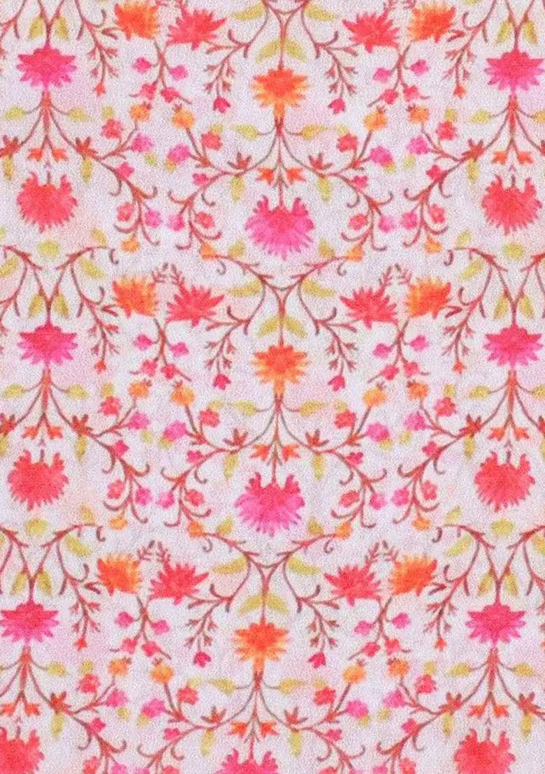 Pink Printed Polyester Kurta set - Indya