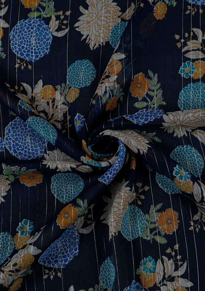 Blue Embroidered Chiffon Anarkali Set - Indya