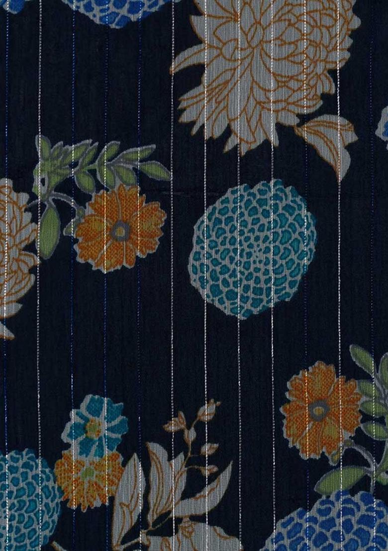 Blue Printed Chiffon Kurta Set - Indya