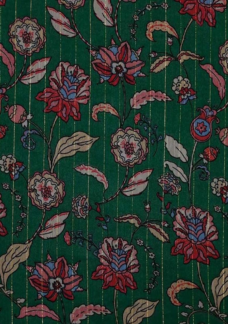 Green Printed Chiffon Kurta Set - Indya