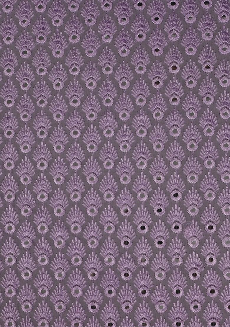Purple Embroidered Georgette Kurta Set - Indya