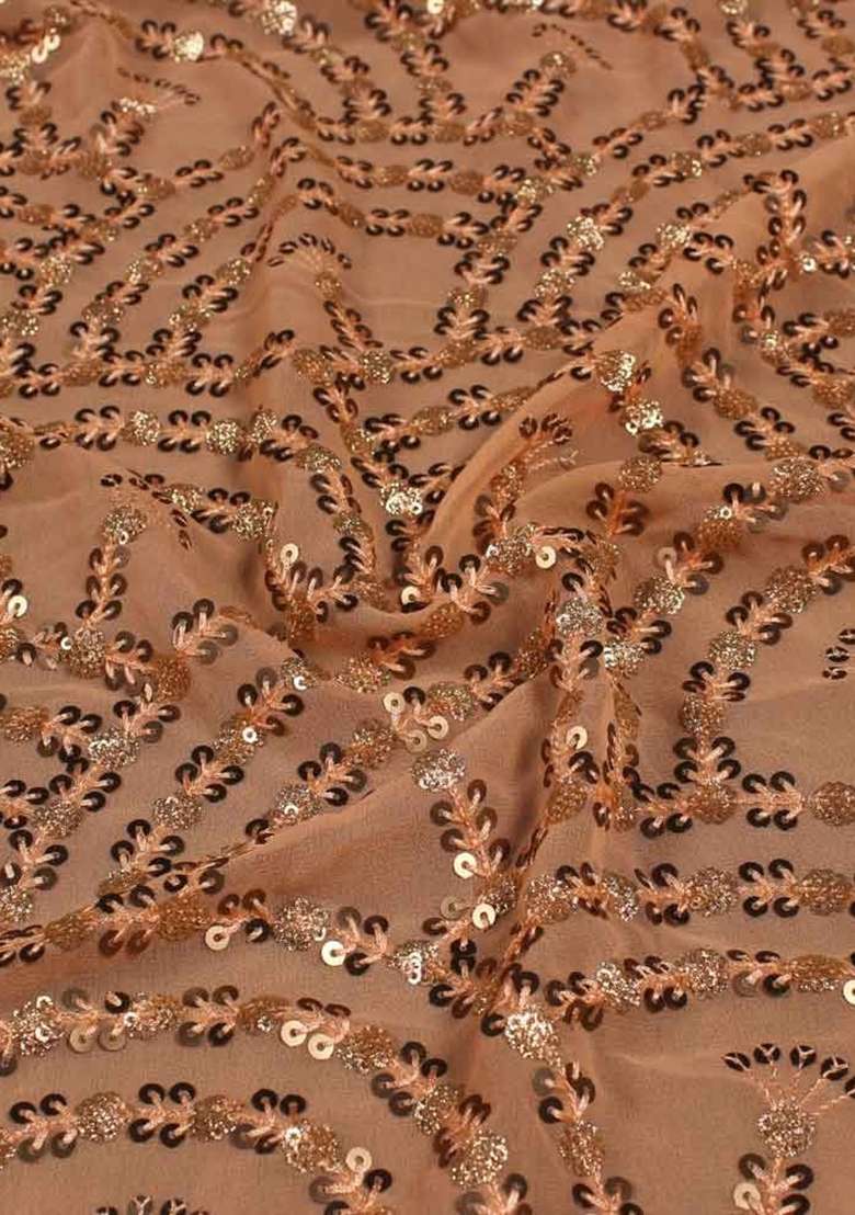 Brown Embroidered Georgette Sharara Set - Indya