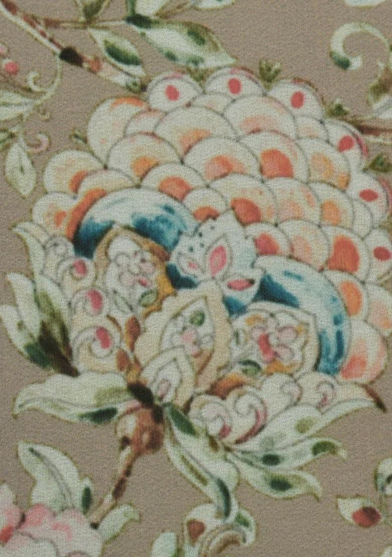 Peach Printed Georgette Anarkali Set - Indya