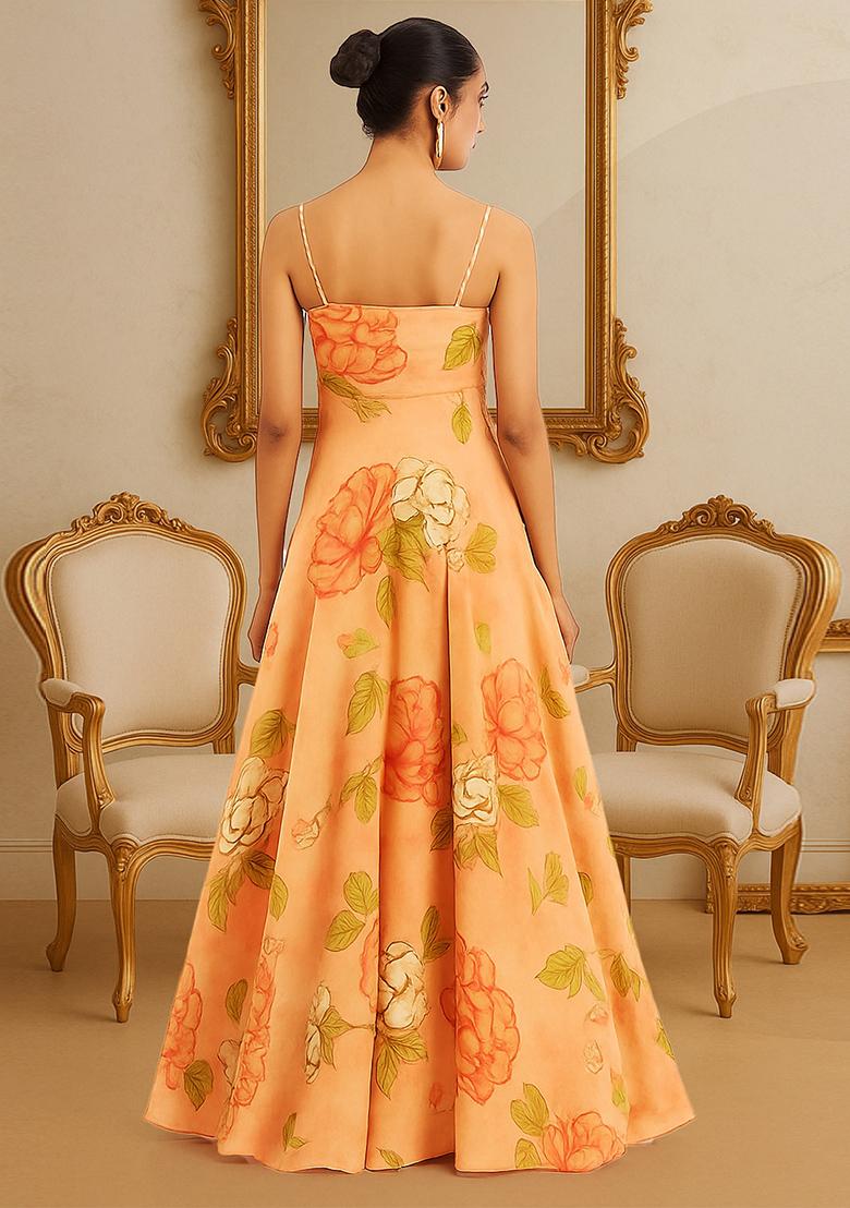 Pink Printed Georgette Anarkali Set - Indya