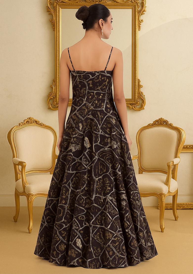 Purple Printed Georgette Anarkali Set - Indya