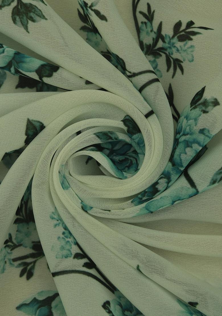 White Printed Georgette Sharara Set