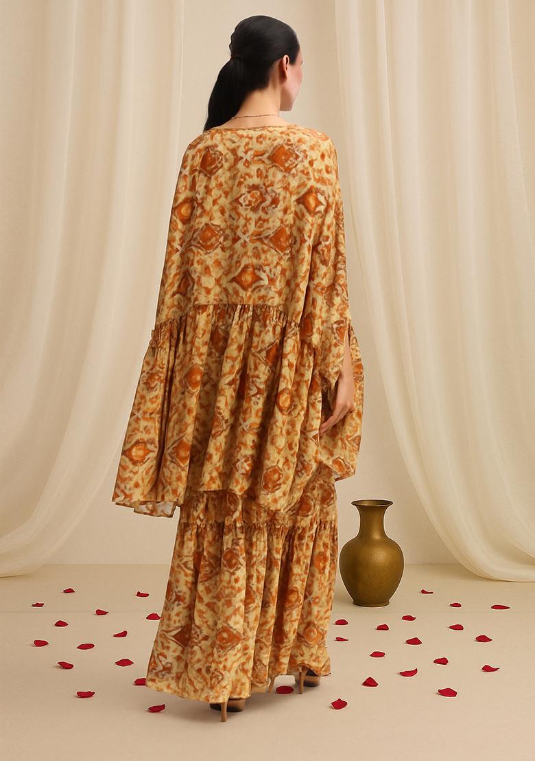 Multicolor Printed Georgette Sharara Set - Indya