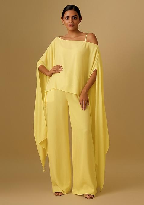 Cream Solid Satin Co Ord Set