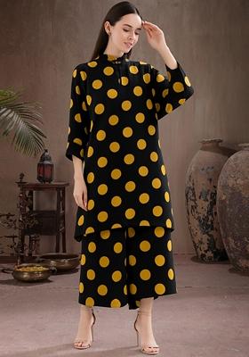 Black Printed Satin Co Ord Set