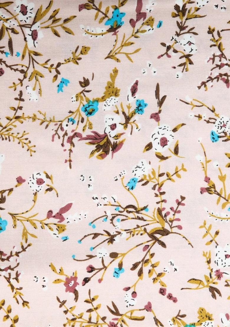 Beige Printed Rayon Kurta Set - Indya