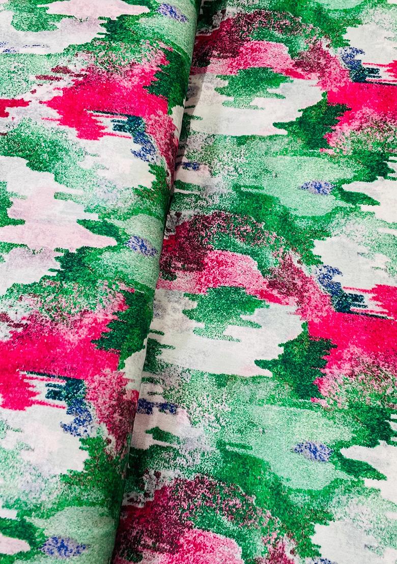 Green Ikkat Printed Georgette Kurta Set - Indya