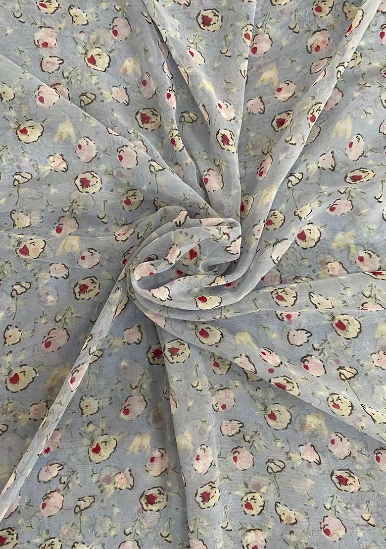 Sky Blue Floral Print Georgette Co Ord Set - Indya